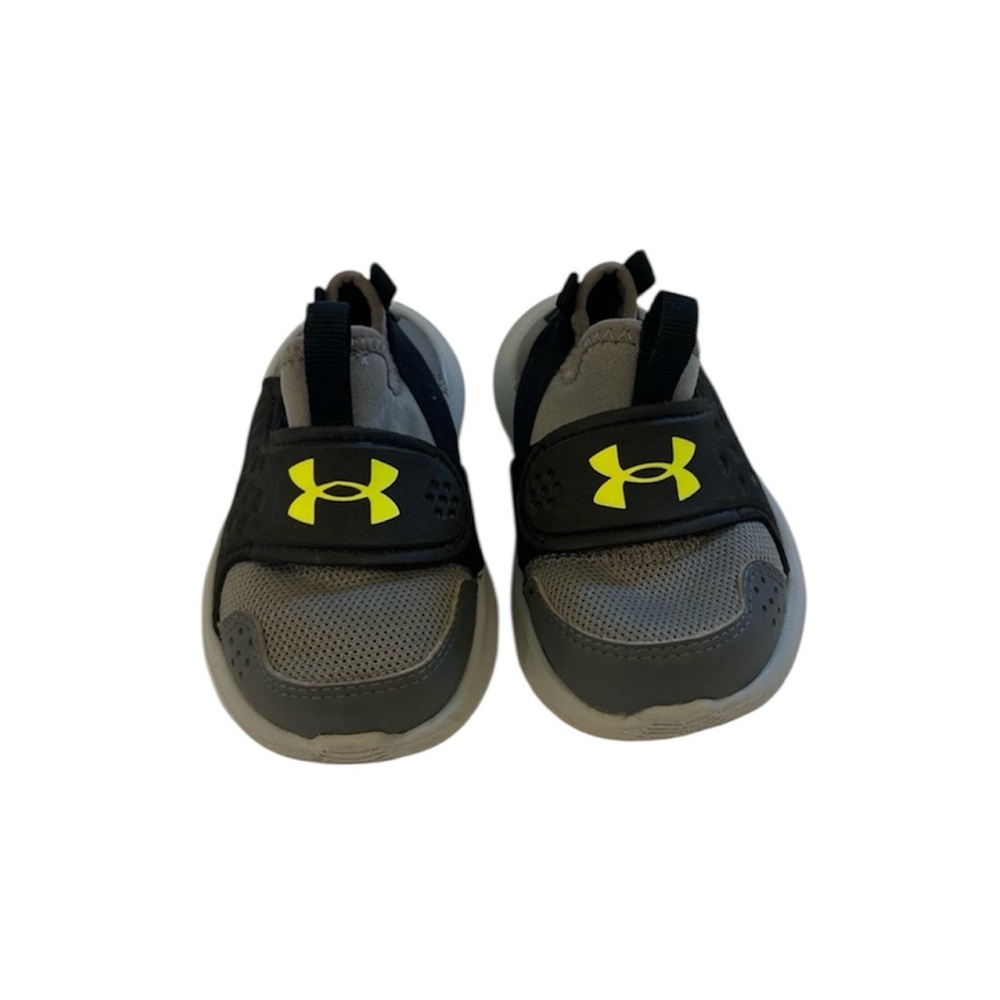 Under Armour Runplay Kids Sneakers 5K - Gray and Black with Yellow